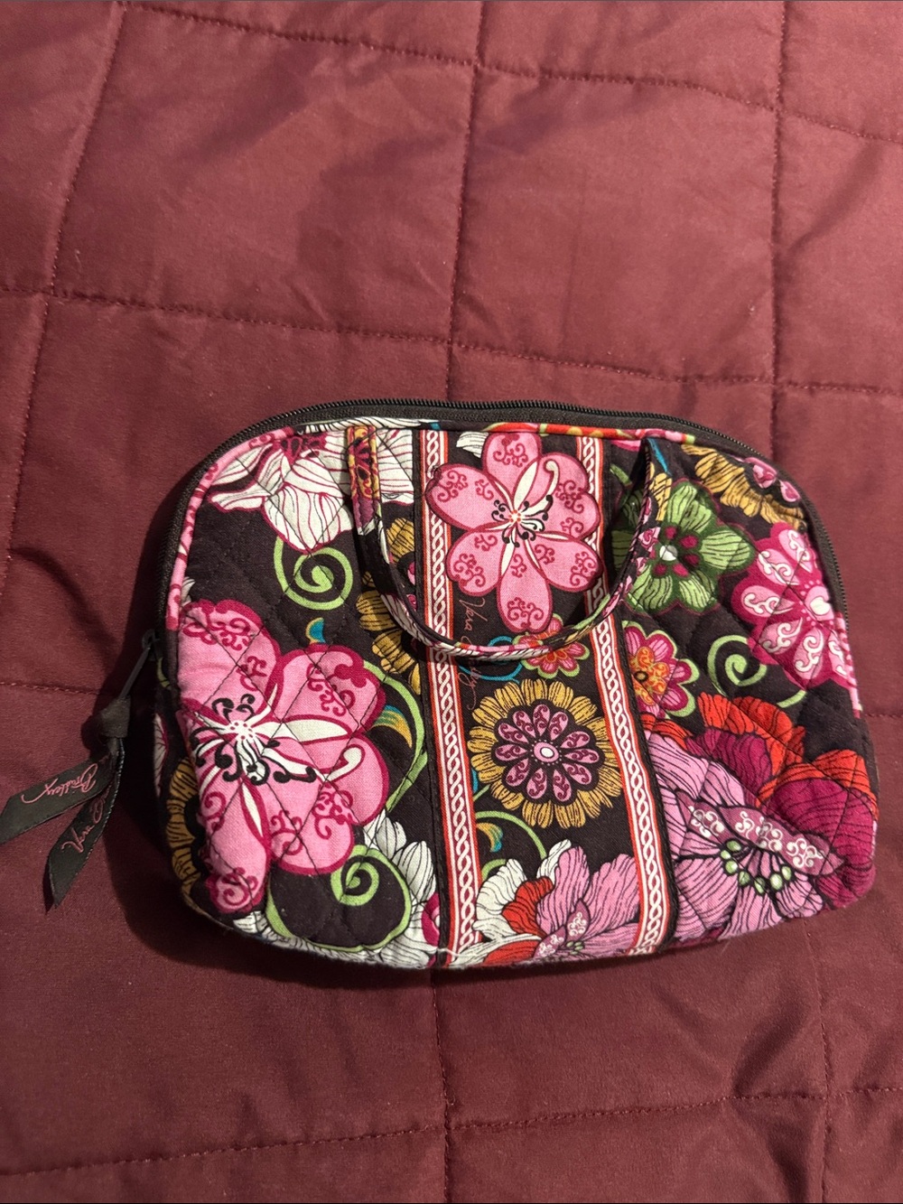 Vera Bradley Black & Pink Floral Quilted Cosmetic Case